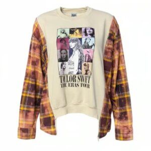 Upcycled Taylor Swift Eras Tour Flannel Sweatshirt